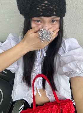 韩版自制独特设计夸张烟花菱形钻戒指女可开口个性指环