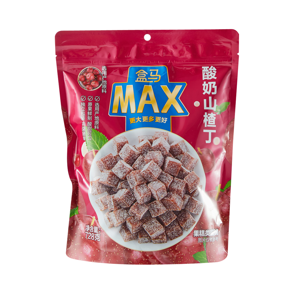 盒马MAX酸奶山楂丁728g酸甜开胃果脯蜜饯休闲山楂小零食独立包装 - 图0