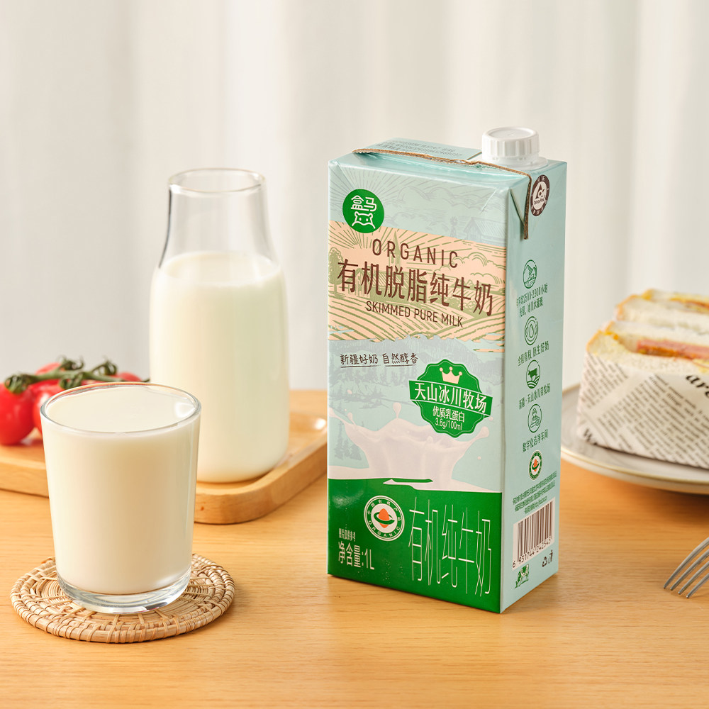 盒马 3.6有机脱脂纯牛奶 1L*6盒