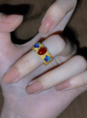 桂堂花丝镶嵌戒指纯银情侣