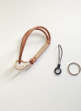 纯天然牛皮绳钥匙扣手工编织挂件