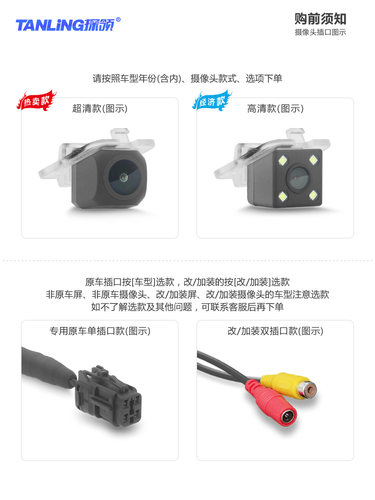 适用凯翼C3/C3R专用原车位插口线路安装超高清倒车影像后视摄像头 - 图0