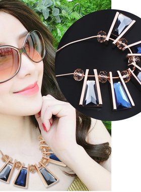 丽银饰品夸张扇形短款女高档项链