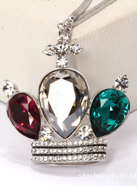 毛衣链丽银饰品水晶水晶