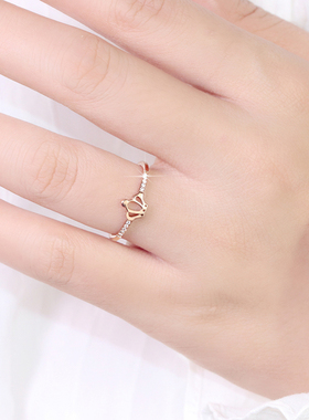 时尚钛钢玫瑰金微镶闪钻皇冠戒指