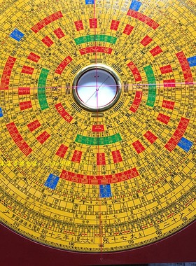 全铜边长26厘米三僚中火二星罗盘