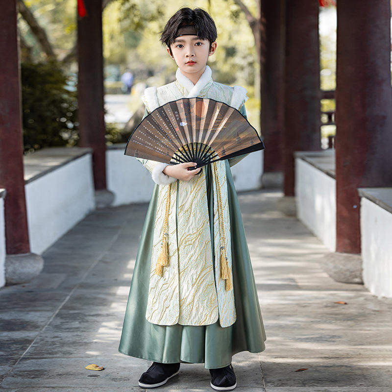 汉服男童秋冬季新款加绒加厚帅气侠客儿童演出古装拜年服,淘宝优惠券,粉丝福利购,淘宝优惠卷