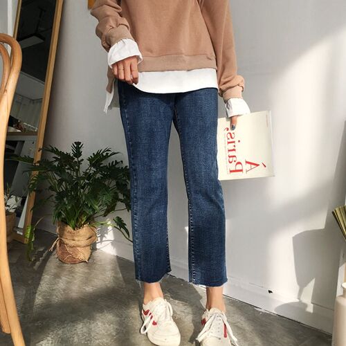 大码女装牛仔裤宽松显瘦直筒九分裤胖妹妹mm适合大腿粗的女生裤子 - 图0