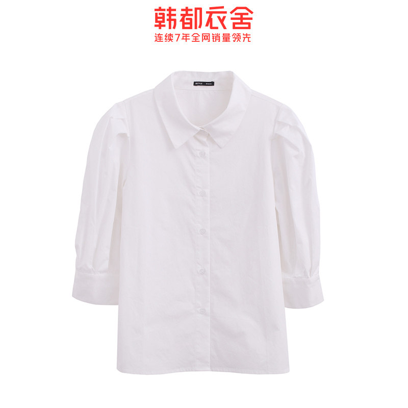 韩都衣舍2020年夏新款宫廷风女衬衫 韩都衣舍嗒嗒衬衫