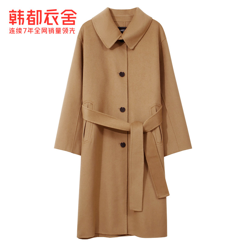 韩都衣舍2021秋装新款羊毛宽松大衣 韩都衣舍毛呢外套