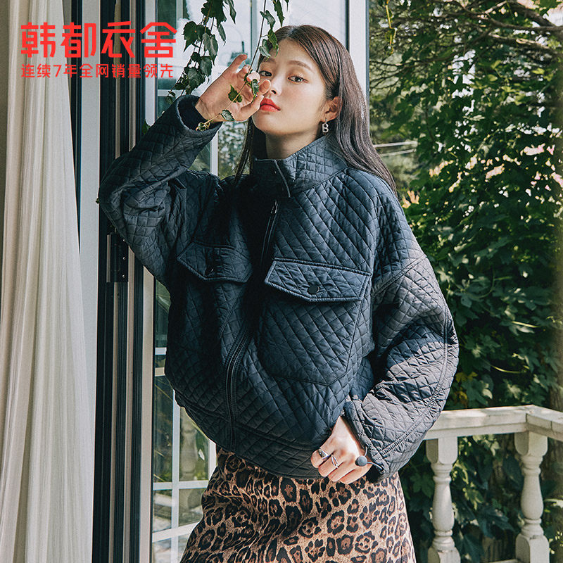 韩都衣舍2021年秋冬新款休闲潮棉服 韩都衣舍棉衣/棉服