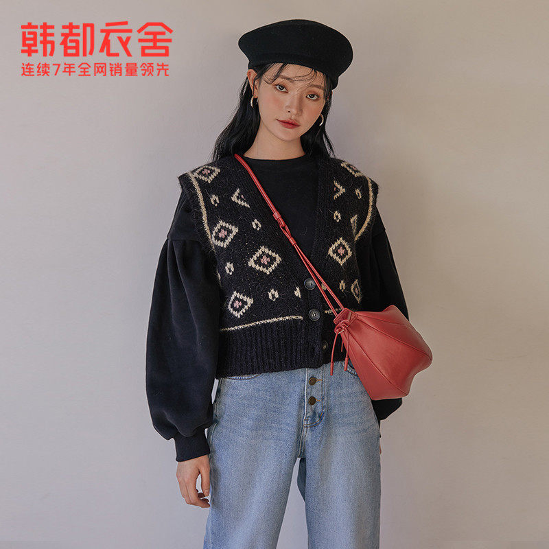 韩都衣舍2020秋新款宽松日系女马甲 韩都衣舍马夹