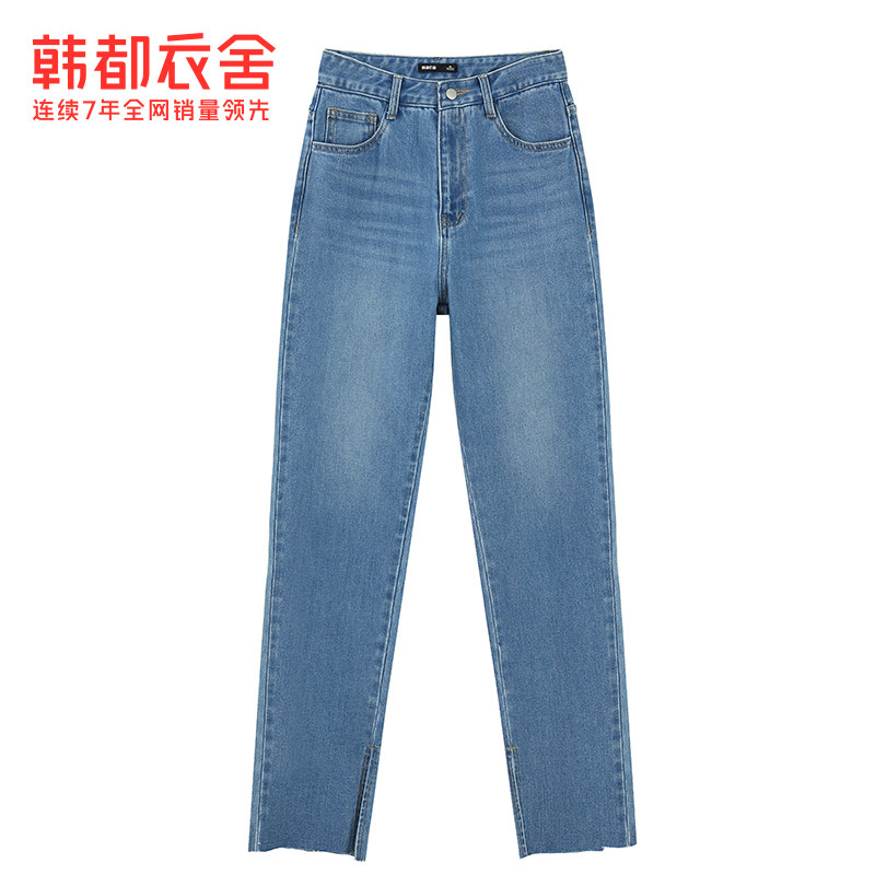 韩都衣舍2021冬装新款高腰牛仔裤 韩都衣舍牛仔裤