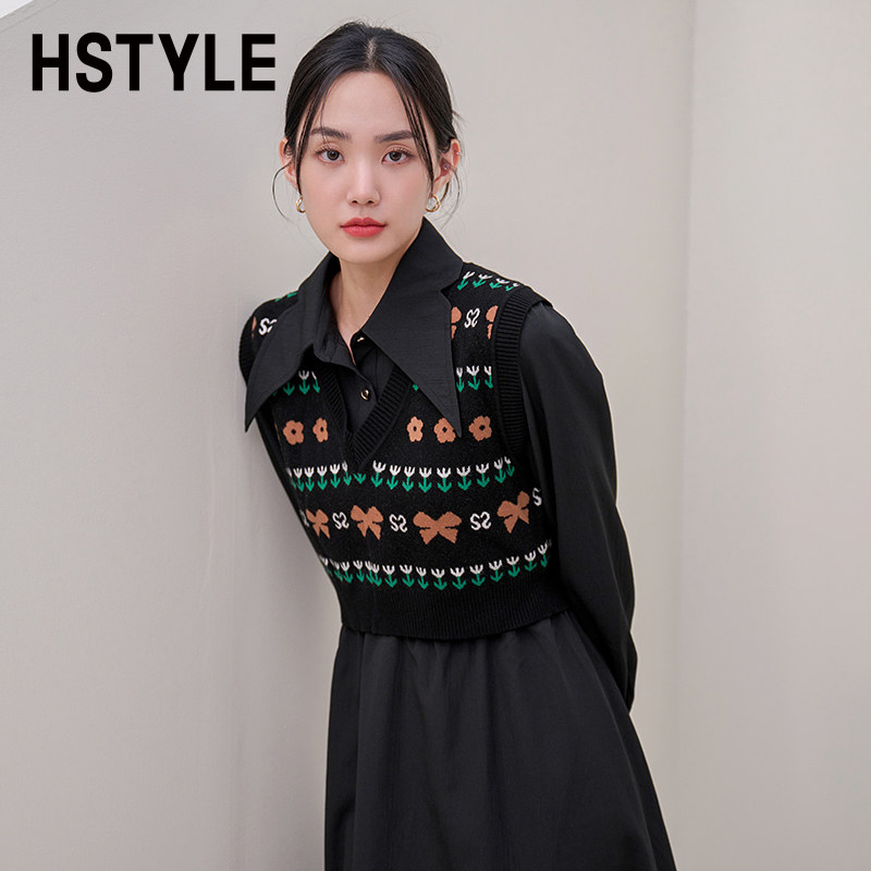 韩都衣舍2022秋季新款针织马甲套装 韩都衣舍时尚套装