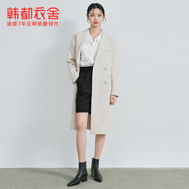 韩都衣舍2020秋季新款通勤帅气长款 韩都衣舍西装