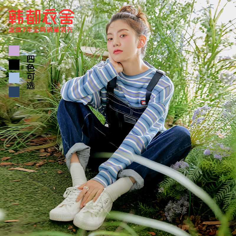 韩都衣舍背带裤女宽松2021牛仔裤 韩都衣舍锦鑫通达牛仔裤