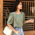 Quần áo Handu 2019 Quần áo nữ mùa hè Hàn Quốc mới tay áo phồng mới tay áo sơ mi ngắn tay HO10707 - Áo sơ mi sơ mi kẻ Áo sơ mi