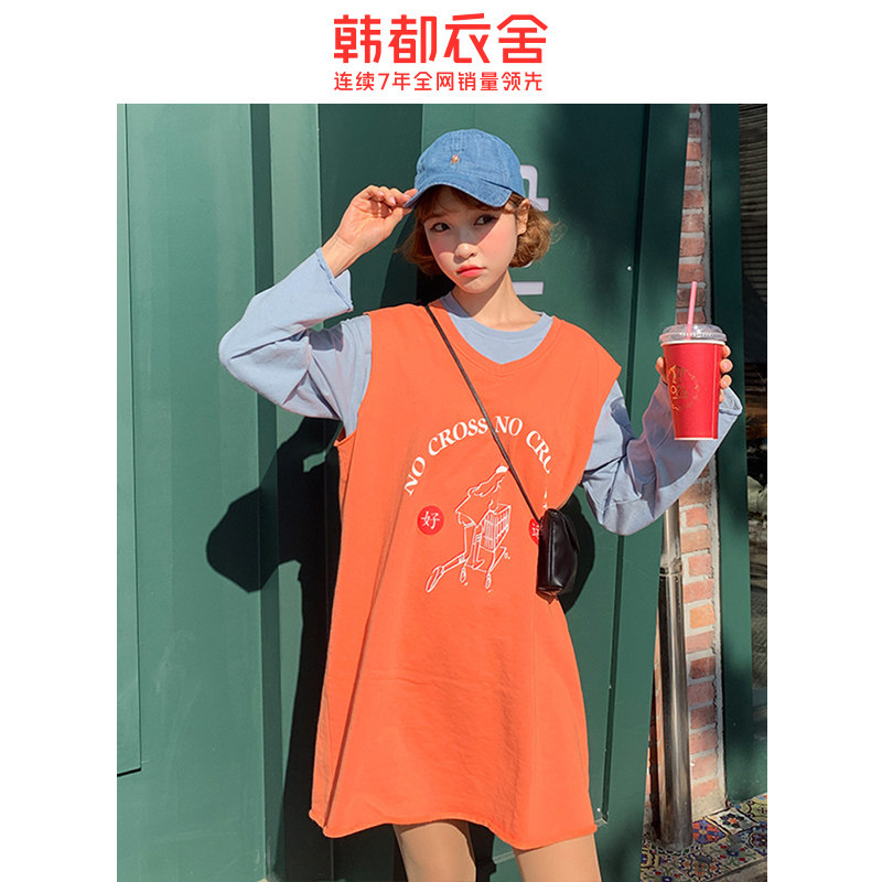 韩都衣舍2020韩版秋装宽松长袖t恤 韩都衣舍锦鑫通达连衣裙