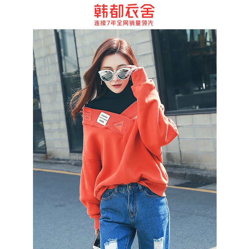韩都衣舍韩版2020新品拼接长袖卫衣 韩都衣舍敏丽卫衣/绒衫