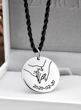 999足银圆牌吊坠情侣刻字定制