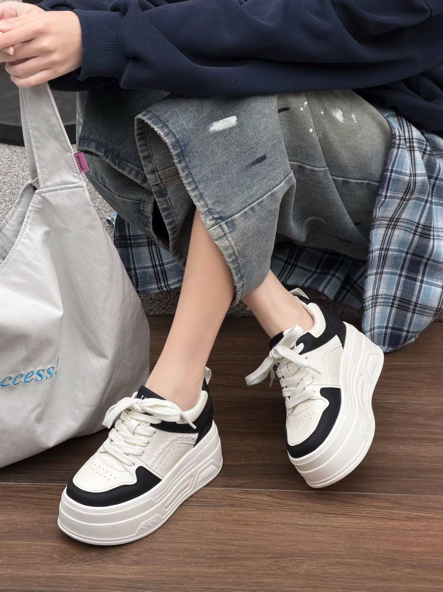 茵茵家2026春秋新款韩版真皮小个子增高厚底小白鞋女轻便休闲板鞋,淘宝优惠券,粉丝福利购,淘宝优惠卷