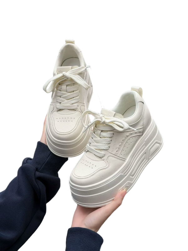 茵茵家2026春秋新款韩版真皮小个子增高厚底小白鞋女轻便休闲板鞋,淘宝优惠券,粉丝福利购,淘宝优惠卷