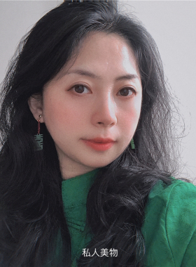 新中式天然石女墨绿喜字耳饰