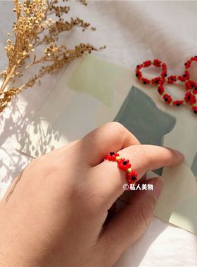 ins网红款自制设计师黑白戒指