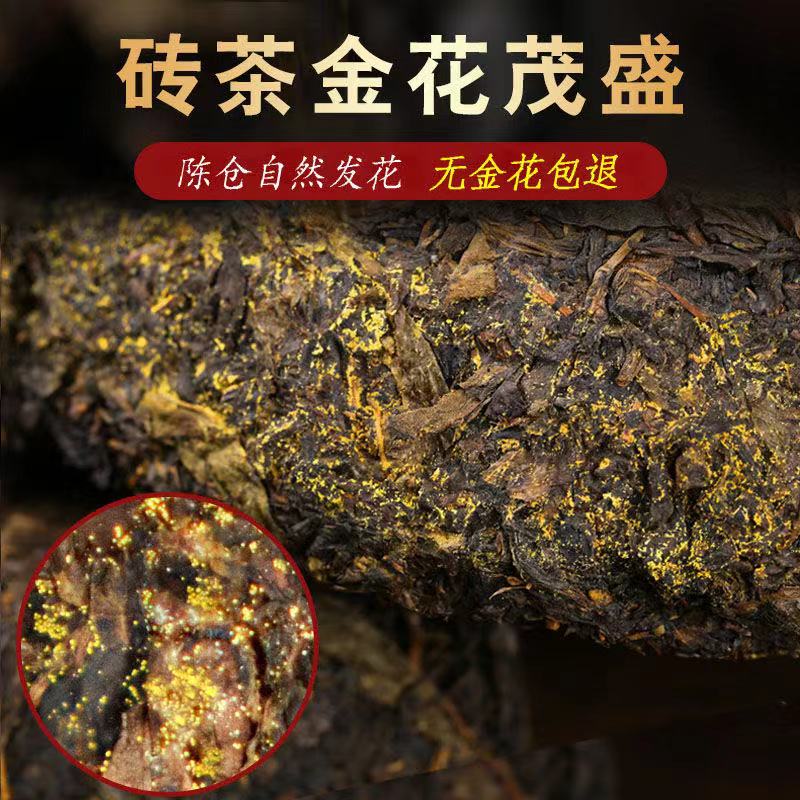 湖南正宗茯茶黑茶叶金花茯砖正品安化黑茶天尖新疆奶茶茯砖茶100g - 图2