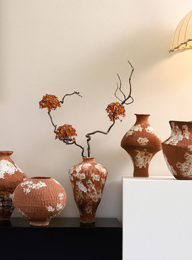 陶土花瓶台面陶瓷花器异形复古