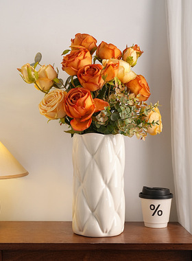 韩国黑白色高级感艺术花瓶器摆件