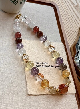 多宝是永远的神多巴胺色系的大颗粒珠链 明艳美女的即视感项链