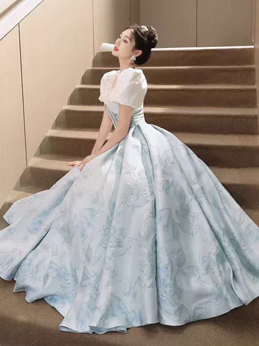 Синее вечернее платье, юбка для школьников, большой размер, открытые плечи