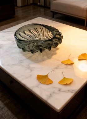 现代轻奢旋转纹琉璃花瓶果盘摆件