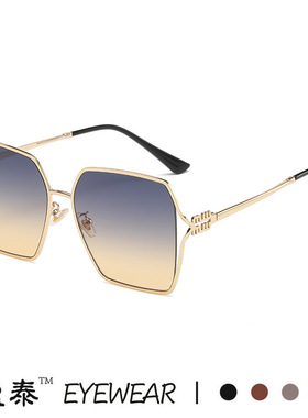 新款m字母欧美时尚太阳眼镜潮流镂空高级感街拍墨镜女遮阳镜