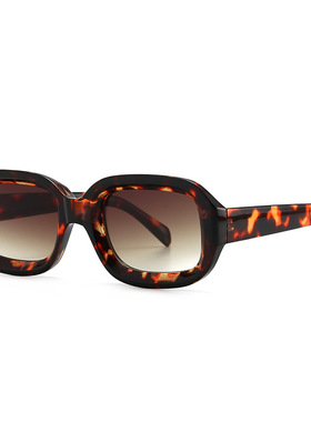 86113 窄小框方形太阳镜摩登魅力复古斑马纹眼镜潮流街拍