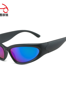 两个圈  Y2K新款欧美蒸汽朋克太阳镜跨境骑行运动多彩墨镜20896