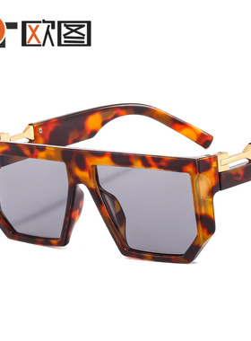 欧美ins跨境新款太阳镜男女士朋克赛博风格眼镜时尚方框墨镜22083