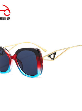 两个圈 2022秋季彩色大框拼色太阳镜户外女士爱心派对墨镜3216