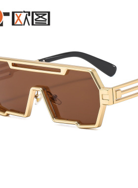 2024新款朋克个性金属连体太阳镜男女士个性炫酷跨境墨镜T22107