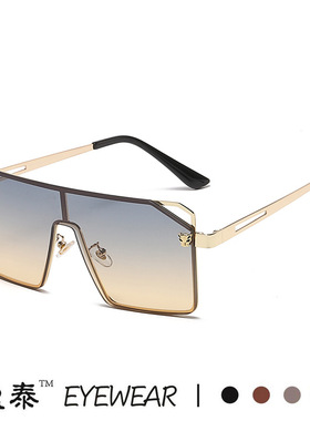 新款个性豹子头连体片太阳镜欧美跨境时尚大框墨镜朋克风街拍眼镜