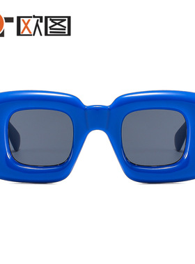 方框充气膨胀厚边太阳镜欧美潮达人机车舞会眼镜彩色墨镜3938
