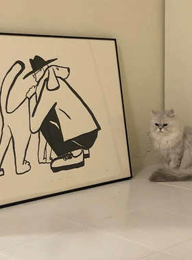 my dog 韩国艺术家 我的爱人和狗美好生活方式客厅装饰画治愈挂画
