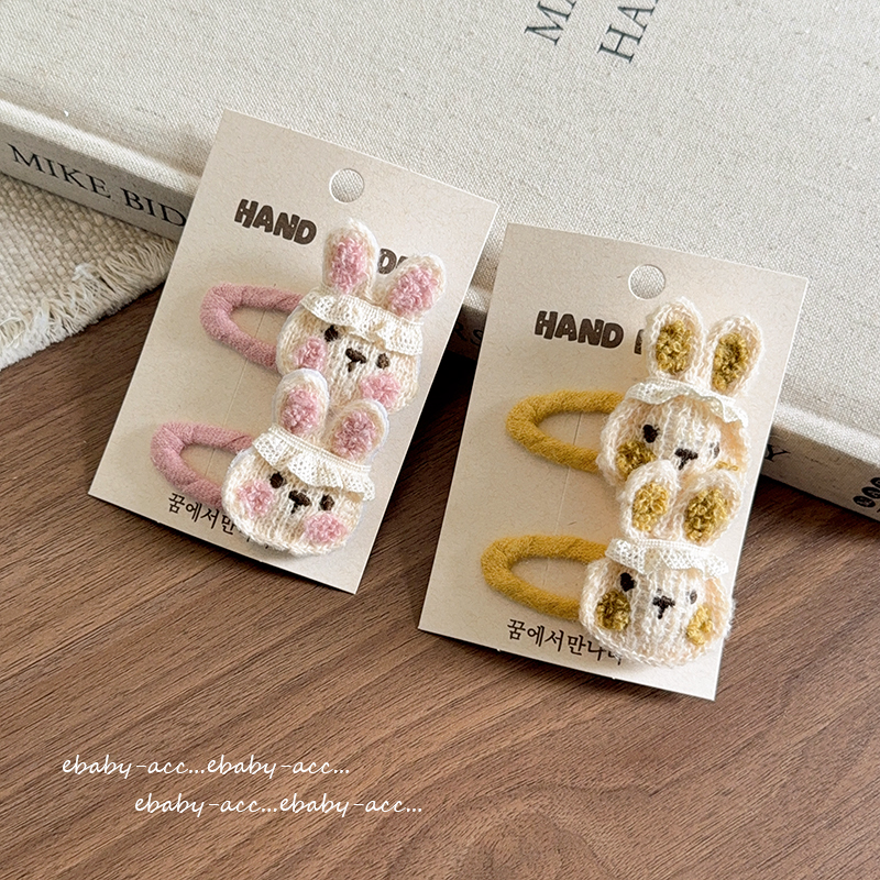 韩系森系儿童发夹可爱兔扎头发橡皮筋小揪揪发圈侧边碎发刘海BB夹 - 图2