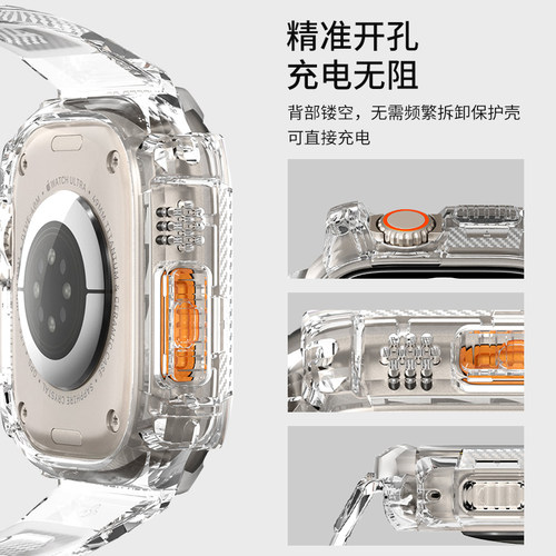 Spigen 适用苹果Apple Watch Ultra2/3手表保护壳Ultra透明保护套49mm户外防摔TPU防滑表带外壳一体软壳高档 - 图1