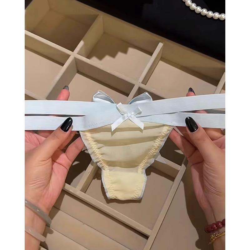 绯色浪漫 性感交叉带子蝴蝶结美臀内裤女纯棉裆可爱女士 - 图0