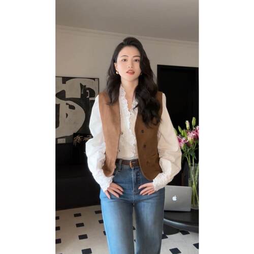 水溶刺绣镂空花边衬衫重工秋季新款法式复古小众设计感长袖上衣女 - 图3