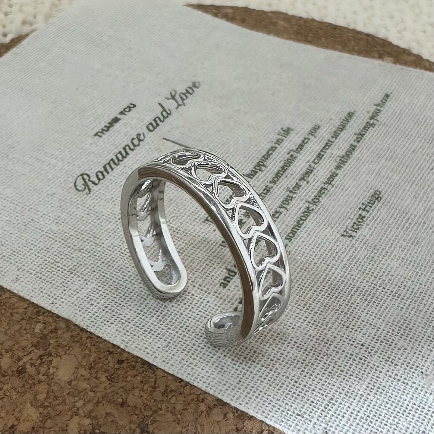 925 silver platinum-plated heart-shaped ring for women with niche design, high-end light luxury, versatile and fashionable personality