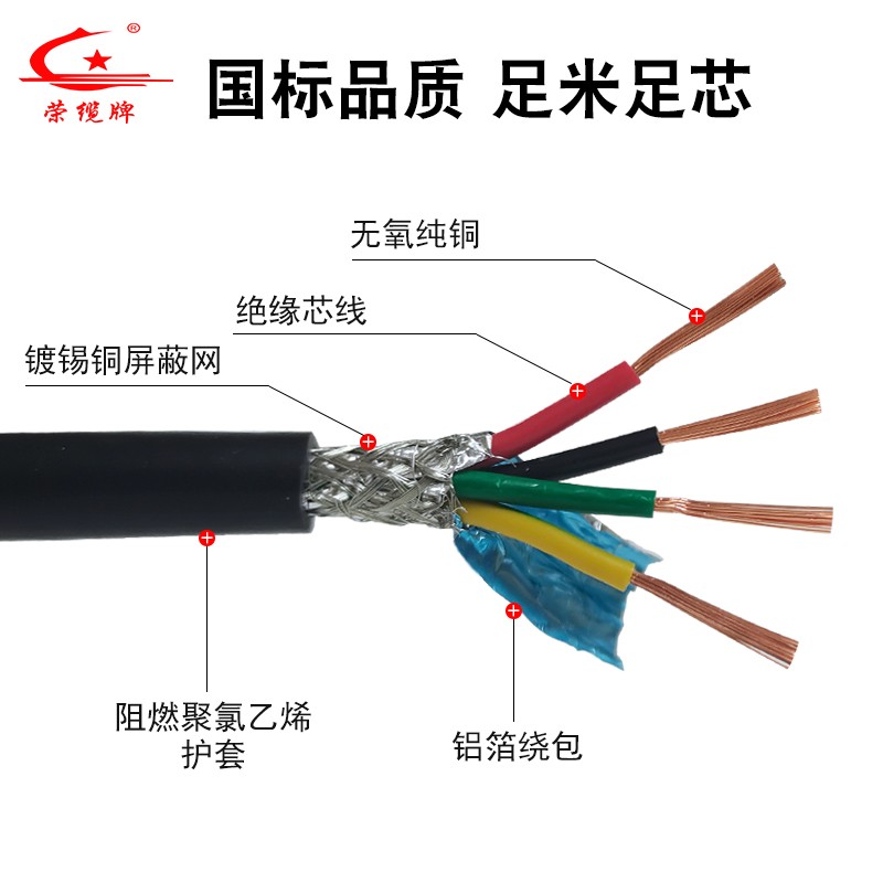 国标铜芯屏蔽线RVVP 6 7 8 9 10 12 16 30芯多芯脉冲信号电源软线