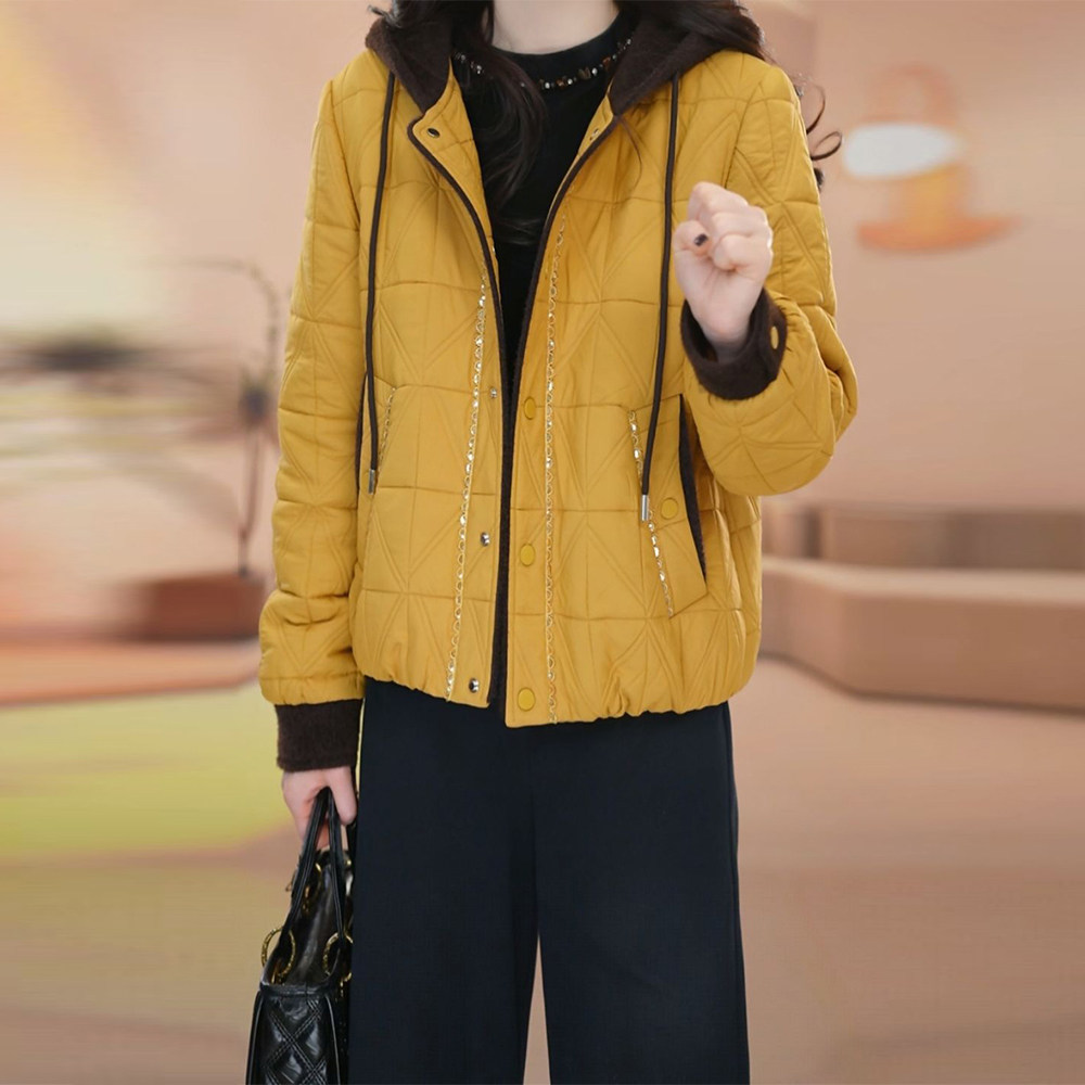 洋气简约轻薄连帽棉服女2025年冬季休闲显瘦减龄遮肉百搭保暖外套,淘宝优惠券,粉丝福利购,淘宝优惠卷